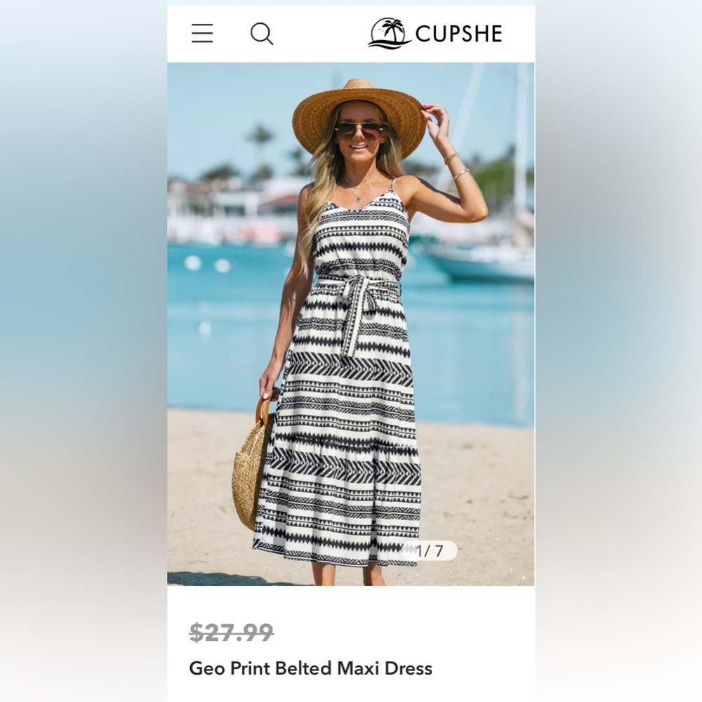 Cupshe Black and White Strapless Sundress Resort Wear